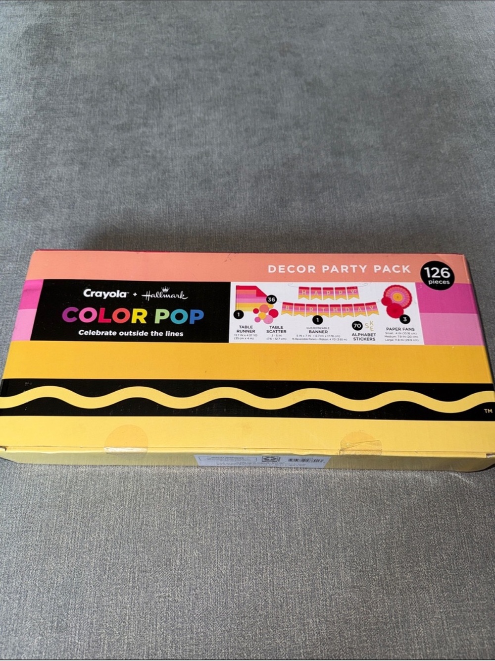 Hallmark x Crayola Color Pop Decor Party Pack - Scarlet Red, Yellow, & Pink
